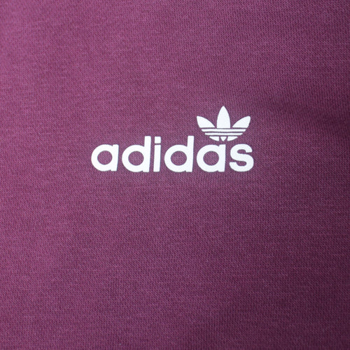 Adidas Womens Burgundy Pullover Hoodie Size 12 Logo Print Cotton Blend