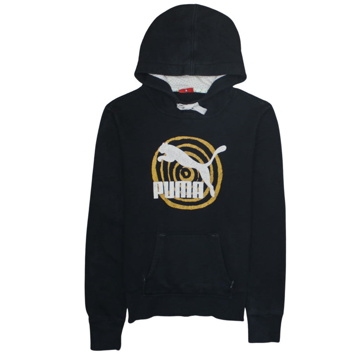 Puma Boys Black Pullover Hoodie 16 Years Logo Graphic Cotton Sweatshirt