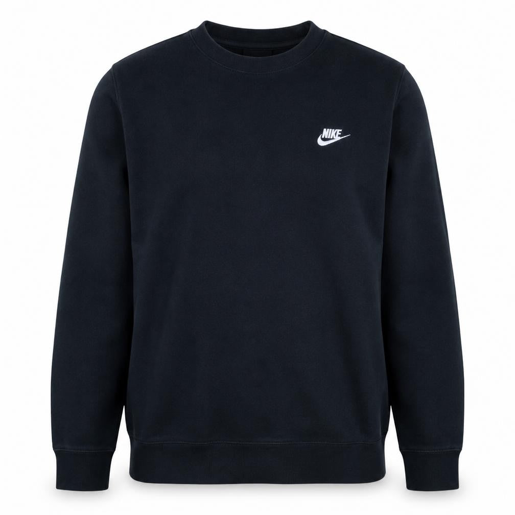 Front view of Nike Men's Black L Pullover Crew Neck Fleece Sweatshirt