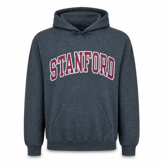 Front view of Champion Men's Grey Stanford Pullover Hoodie, size M