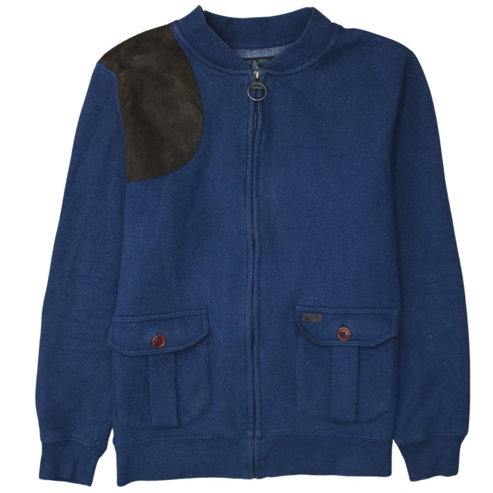 Barbour Men's Blue L Basic Full Zip Fleece Jacket with Suede Trim