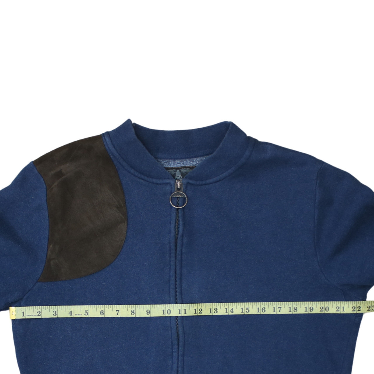 Barbour Men's Blue L Basic Full Zip Fleece Jacket with Suede Trim