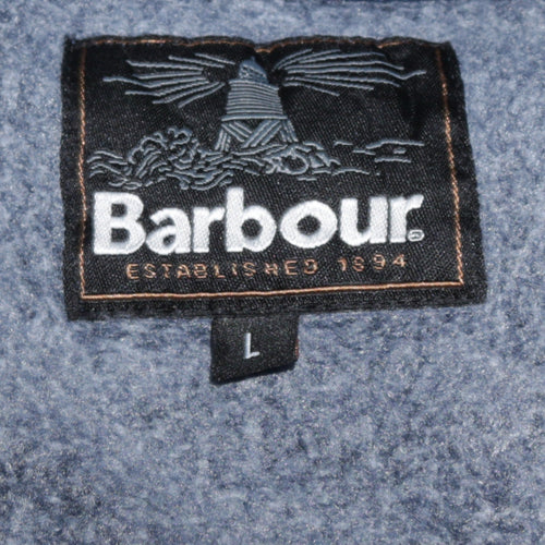 Barbour Men's Blue L Basic Full Zip Fleece Jacket with Suede Trim