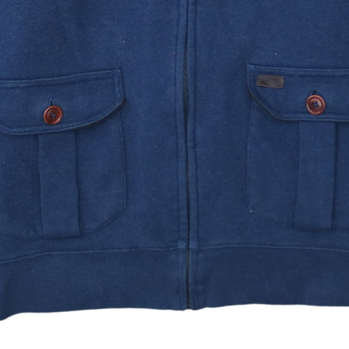 Barbour Men's Blue L Basic Full Zip Fleece Jacket with Suede Trim