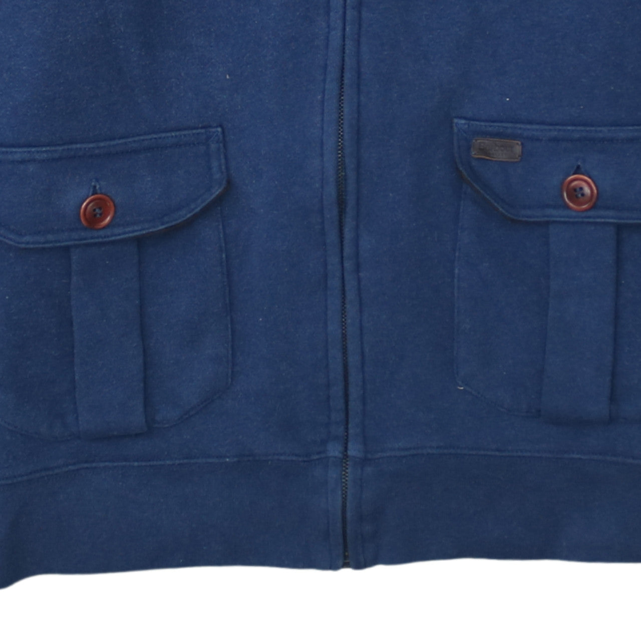 Barbour Men's Blue L Basic Full Zip Fleece Jacket with Suede Trim