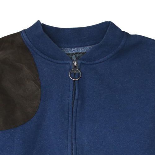 Barbour Men's Blue L Basic Full Zip Fleece Jacket with Suede Trim