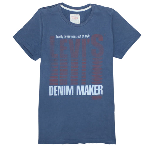 Levi's Boys Blue Graphic Logo T-Shirt Size 16 Years Cotton Crew Neck