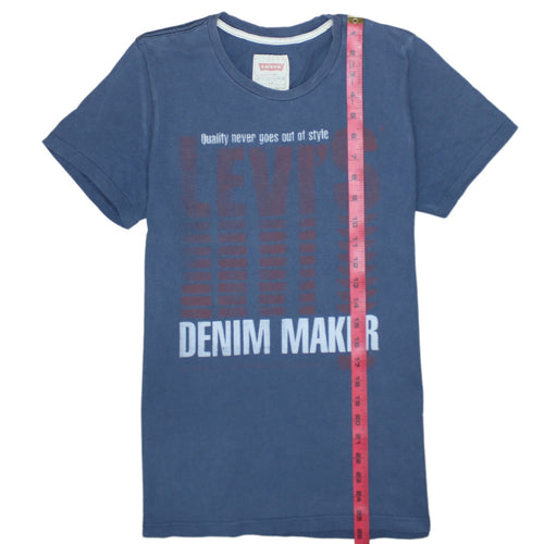 Levi's Boys Blue Graphic Logo T-Shirt Size 16 Years Cotton Crew Neck