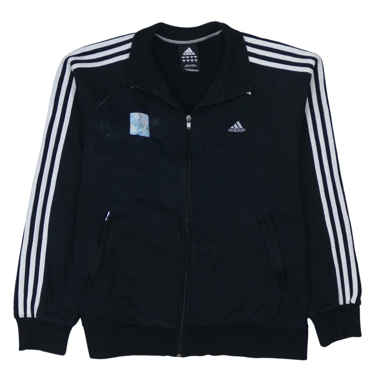 Adidas Men's Black Large Track Jacket Essentials Full Zip Athletic