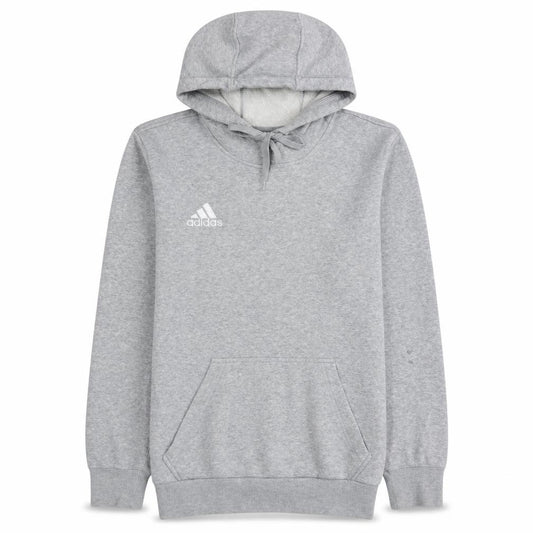 Front view of Adidas Men’s Grey Pullover Hoodie, size S, Regular Fit Fleece
