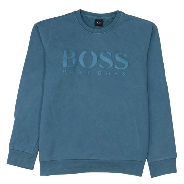 Hugo Boss Men's Blue Logo Crew Neck Pullover Sweatshirt Size L
