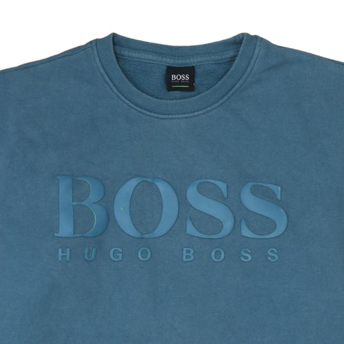 Hugo Boss Men's Blue Logo Crew Neck Pullover Sweatshirt Size L