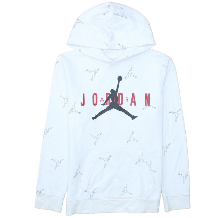 Jordan Boys White Pullover Hoodie 15-16 Years Graphic Print Logo Sweatshirt