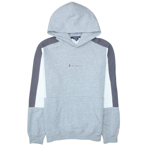 Champion Men’s Grey Pullover Hoodie Large Logo Fleece Sweatshirt