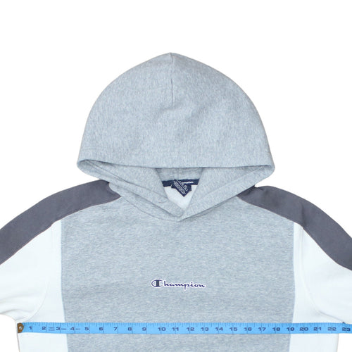 Champion Men’s Grey Pullover Hoodie Large Logo Fleece Sweatshirt