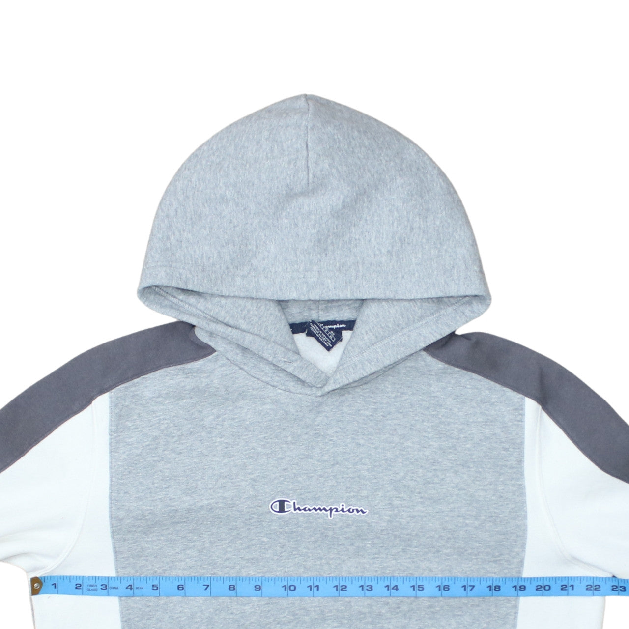 Champion Men’s Grey Pullover Hoodie Large Logo Fleece Sweatshirt