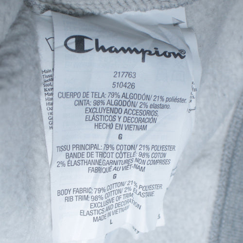 Champion Men’s Grey Pullover Hoodie Large Logo Fleece Sweatshirt