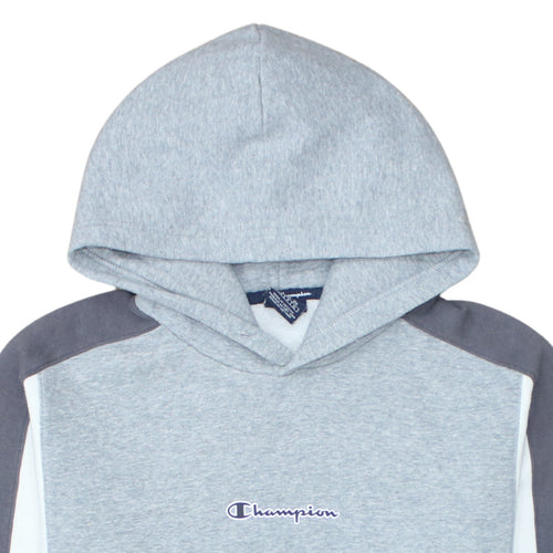 Champion Men’s Grey Pullover Hoodie Large Logo Fleece Sweatshirt