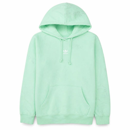 Front view of Adidas women’s mint green hoodie, size UK 10, cotton pullover hooded sweatshirt