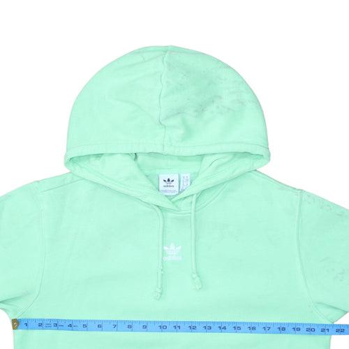 Adidas Womens Mint Green Hoodie Size 10 Cotton Pullover Hooded Sweatshirt