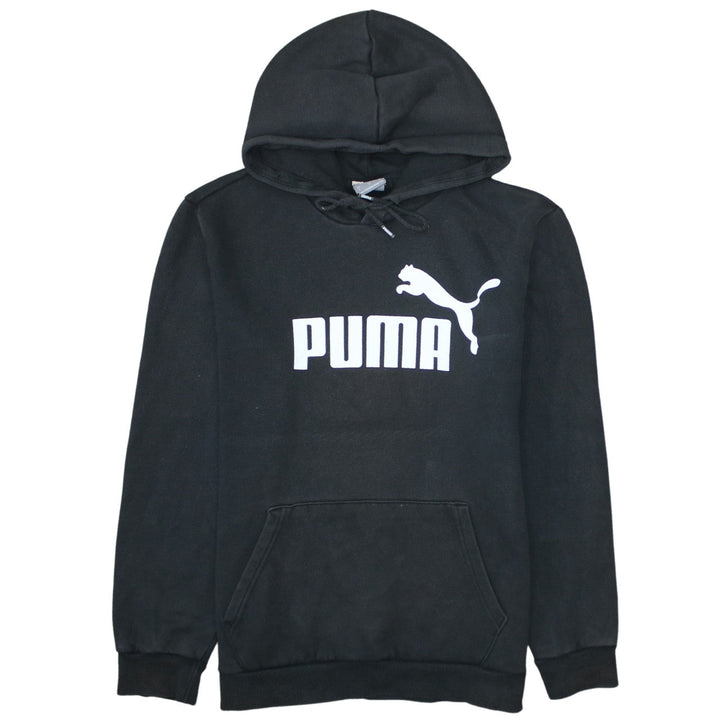 Puma Men's Black Small Pullover Hoodie with Logo Print