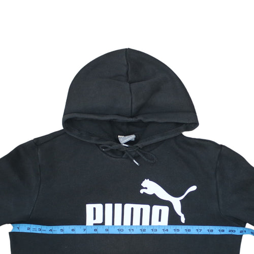 Puma Men's Black Small Pullover Hoodie with Logo Print