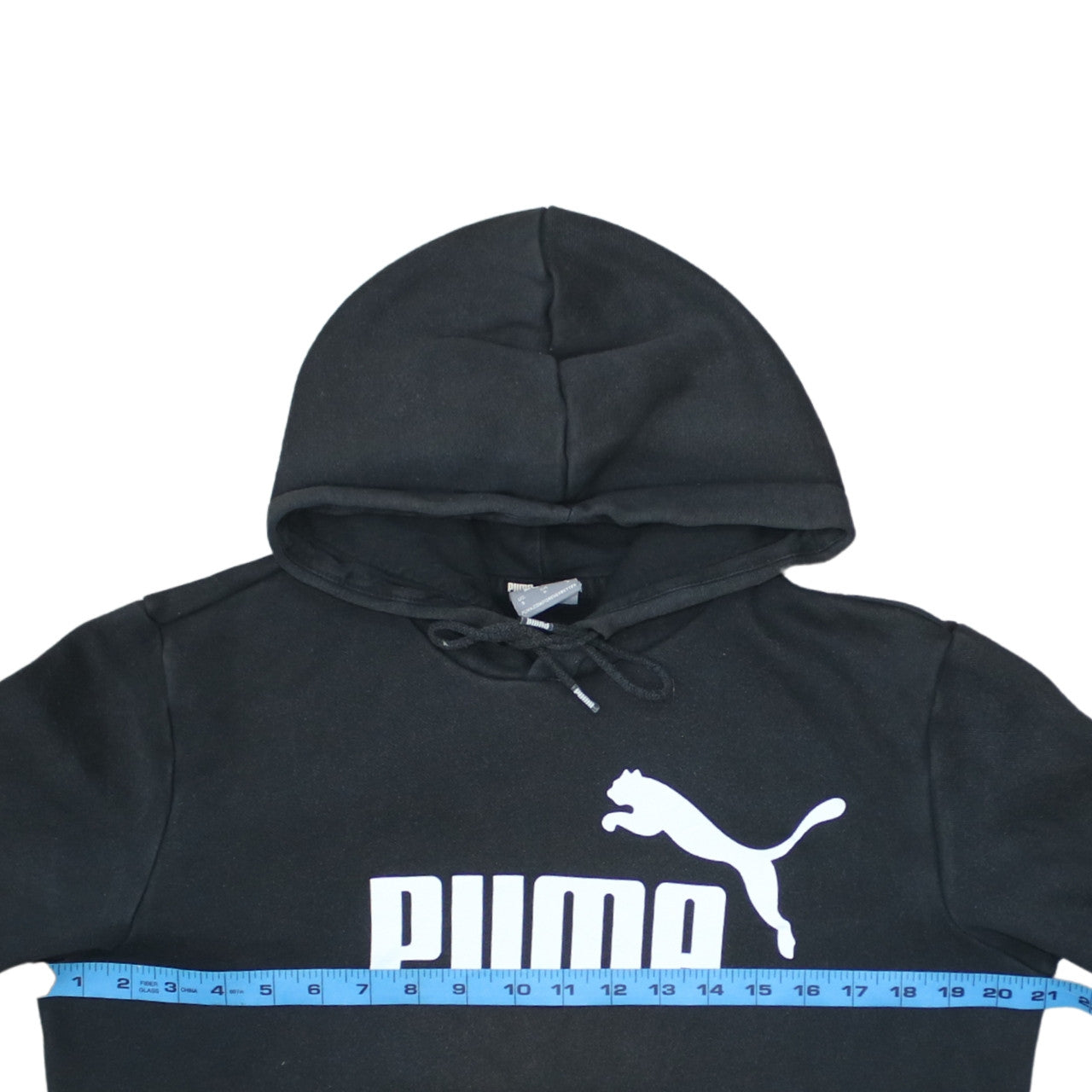 Puma Men's Black Small Pullover Hoodie with Logo Print
