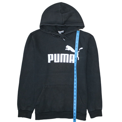 Puma Men's Black Small Pullover Hoodie with Logo Print
