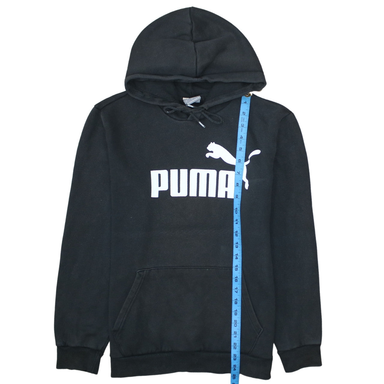 Puma Men's Black Small Pullover Hoodie with Logo Print