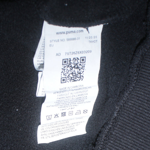Puma Men's Black Small Pullover Hoodie with Logo Print