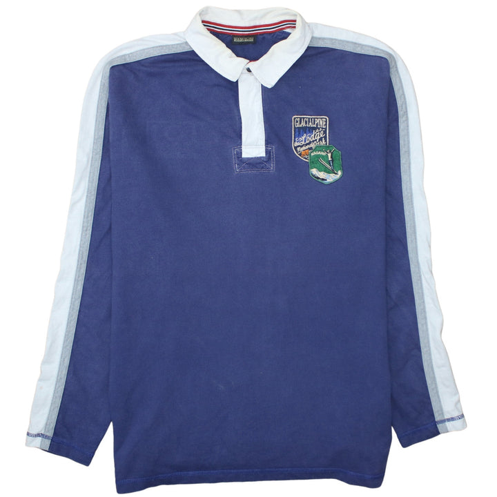 Napapijri Men's Blue 3XL Long Sleeve Cotton Polo Shirt