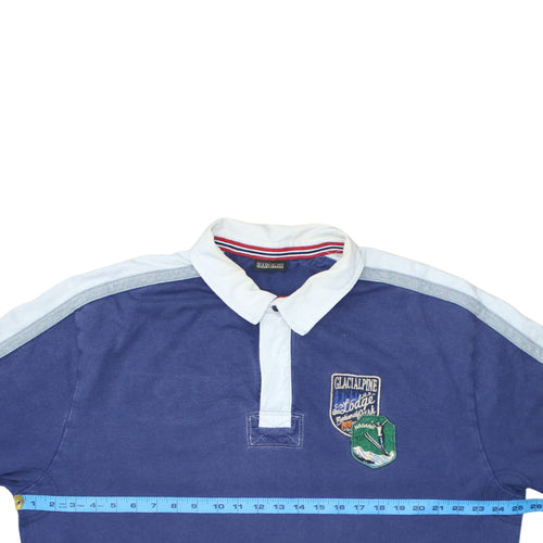 Napapijri Men's Blue 3XL Long Sleeve Cotton Polo Shirt