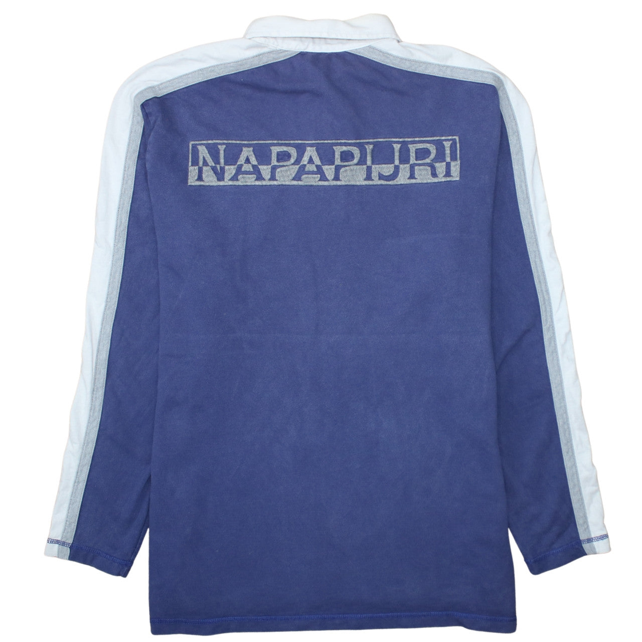 Napapijri Men's Blue 3XL Long Sleeve Cotton Polo Shirt