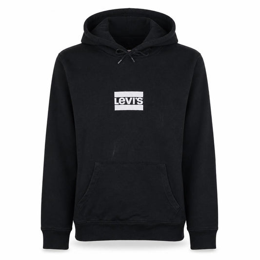 Front view of Levi's Women's Black Pullover Hoodie Small Logo Graphic Cotton Blend