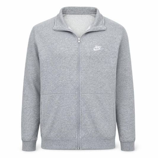 Nike Men's Grey Track Jacket Size L Full Zip Cotton Blend
