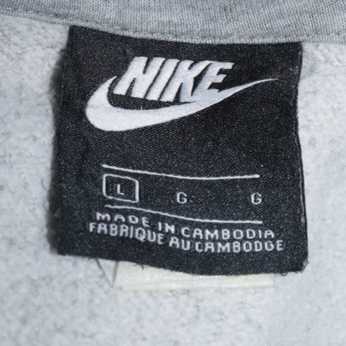 Nike Men's Grey Track Jacket Size L Full Zip Cotton Blend
