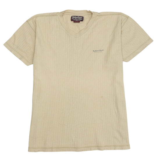 Marlboro Classics Men's Beige V-Neck Cotton Jersey T-Shirt Size L