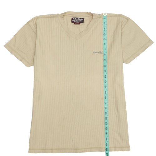 Marlboro Classics Men's Beige V-Neck Cotton Jersey T-Shirt Size L