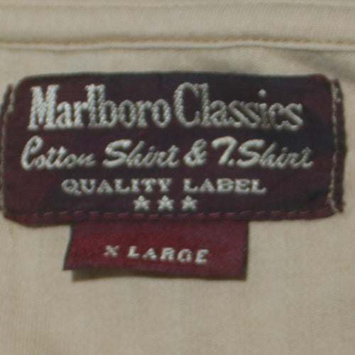 Marlboro Classics Men's Beige V-Neck Cotton Jersey T-Shirt Size L