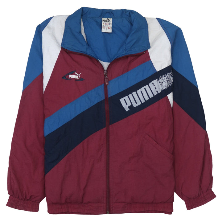 Puma Men's Burgundy Blue Windbreaker Jacket Size S Nylon Retro Style