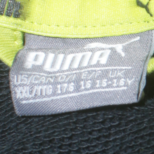 Puma Boys Black Full Zip Hoodie 15-16 Years Graphic Print Fleece