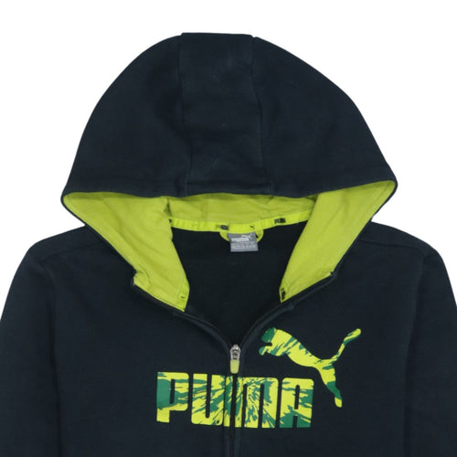 Puma Boys Black Full Zip Hoodie 15-16 Years Graphic Print Fleece