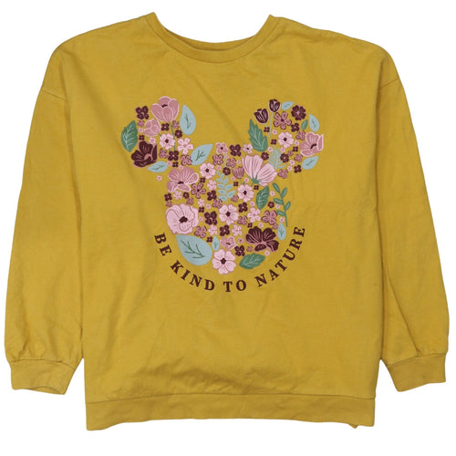 Disney Tu Women's Yellow Floral Minnie Sweatshirt Size 10 Cotton