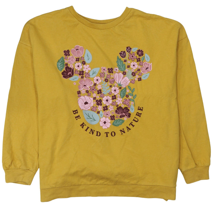 Disney Tu Women's Yellow Floral Minnie Sweatshirt Size 10 Cotton