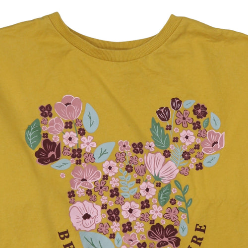 Disney Tu Women's Yellow Floral Minnie Sweatshirt Size 10 Cotton