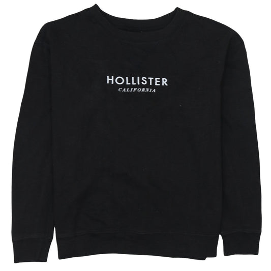 Hollister Men's Black Logo Crew Neck Pullover Sweatshirt Size S
