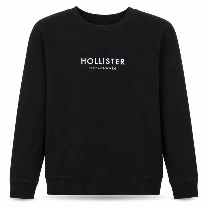 Hollister Men's Black Logo Crew Neck Pullover Sweatshirt Size S