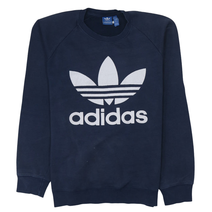 Adidas Men's Blue Crew Neck Logo Pullover Sweatshirt M