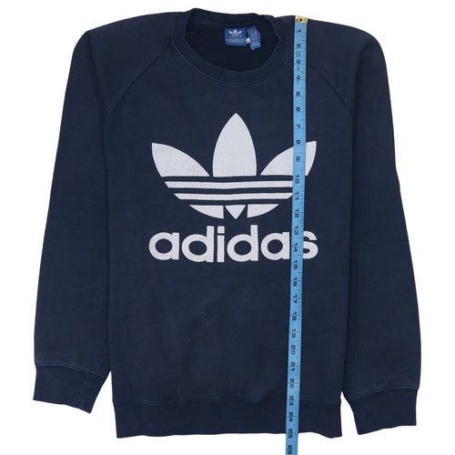 Adidas Men's Blue Crew Neck Logo Pullover Sweatshirt M