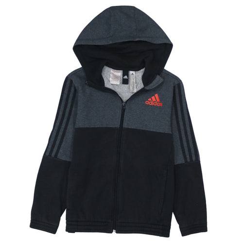 Adidas Boys Grey Full Zip Colourblock Hoodie 11-12 Years